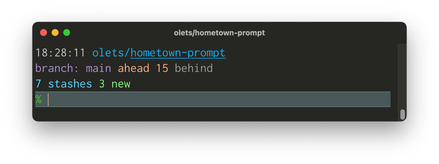 Hometown Prompt screenshot, default configuration